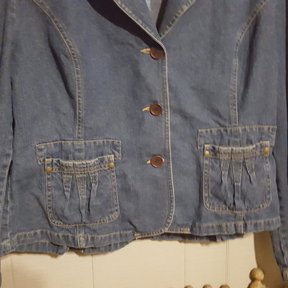 Women's Sonoma Cotton Denim Jean Jacket Blazer XL - Picture 3 of 13